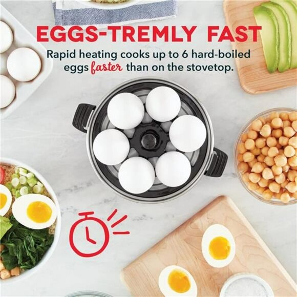 Rapid Egg Cooker 6 Egg Capacity Electric Egg Cooker for Hard Boiled Eggs Black - Picture 4 of 7